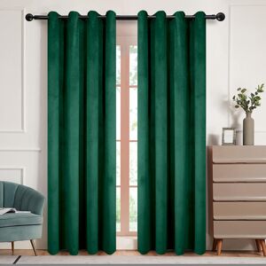 Fairmont Park Goldonna Crushed Velvet Eyelet Panel Curtain Green 66 x 90 cm
