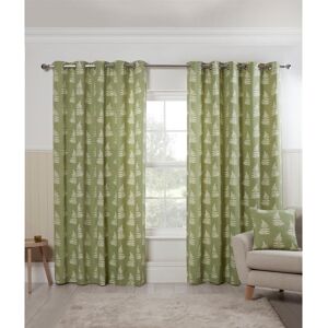 ClassicLiving Jevin Cotton Blend Room Darkening Eyelet Curtain Pair Green 72