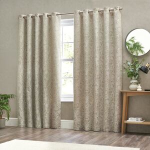 ClassicLiving Vouni Polyester Room Darkening Eyelet Curtain Pair Beige 117 W x 137 D cm