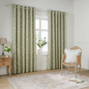 ClassicLiving Bella Cotton Grommet / Eyelet Curtain Panel Pair Green 229cm Width x 229cm Drop