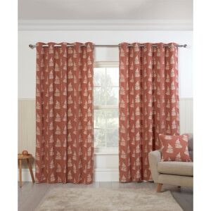 ClassicLiving Jevin Cotton Blend Room Darkening Eyelet Curtain Pair Orange 90