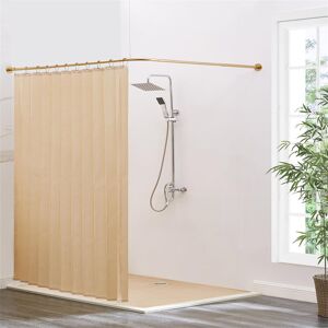 Canora Grey Bianney 216cm L-Shaped Shower Curtain Pole & Hook Set Gold 216cm W Canora Grey Bianney 216cm L-Shaped Shower Curtain Pole & Hook Set Gold 216cm W