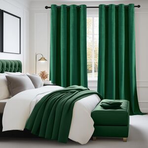 Fairmont Park Velvet Room Darkening Grommet / Eyelet Curtain Panel Pair Dark Green 168cm Width x 183cm Drop Fairmont Park Velvet Room Darkening Grommet / Eyelet Curtain Panel Pair Dark Green 168cm Width x 183cm Drop