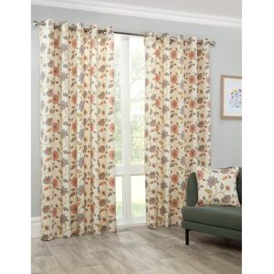 Lark Manor Shelley Fully Lined Ready Made Floral Eyelet Curtains Multi Beige 90"W x 90"L Lark Manor Shelley Fully Lined Ready Made Floral Eyelet Curtains Multi Beige 90"W x 90"L