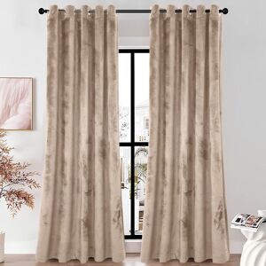 Fairmont Park Alsey 100% Velvet Blackout Eyelet Ready Made Curtains & Drapes with matching Tie Backs Beige 168 W x 228 D cm Fairmont Park Alsey 100% Velvet Blackout Eyelet Ready Made Curtains & Drapes with matching Tie Backs Beige 168 W x 228 D cm