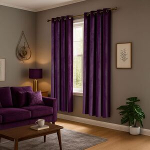Fairmont Park Velvet Blackout Curtain Panel Pair Purple 117cm Width x 160cm Drop Fairmont Park Velvet Blackout Curtain Panel Pair Purple 117cm Width x 160cm Drop