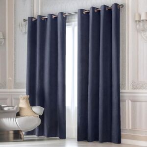 Ebern Designs Nalaiyah Velvet Chenille Eyelet Curtains Navy 142cm Width x 229cm Drop Ebern Designs Nalaiyah Velvet Chenille Eyelet Curtains Navy 142cm Width x 229cm Drop