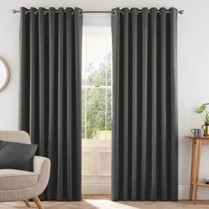 Symple Stuff 100% Room Darkening Blackout Eyelet Thermal Curtain Dark Grey 228 W x 228 D cm Symple Stuff 100% Room Darkening Blackout Eyelet Thermal Curtain Dark Grey 228 W x 228 D cm