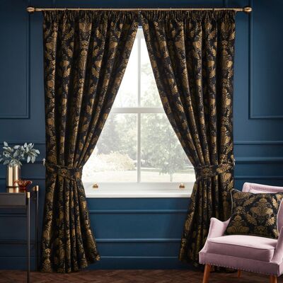 Shiraz Black Damask Curtains - Curtains Shiraz Black Damask Curtains - Curtains