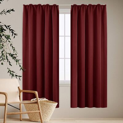 Deconovo - Tende Oscuranti Tinta Unita con Nastro Pezzi 140x175 - Dark Red - Curtain Deconovo - Tende Oscuranti Tinta Unita con Nastro Pezzi 140x175 - Dark Red - Curtain