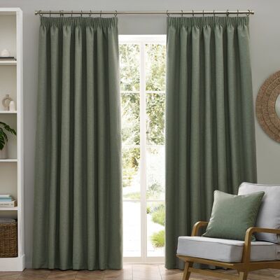 Furn. Dawn Blackout Curtains - Eucalyptus - Textured, Ready-Made, Blackout, Stylish Furn. Dawn Blackout Curtains - Eucalyptus - Textured, Ready-Made, Blackout, Stylish