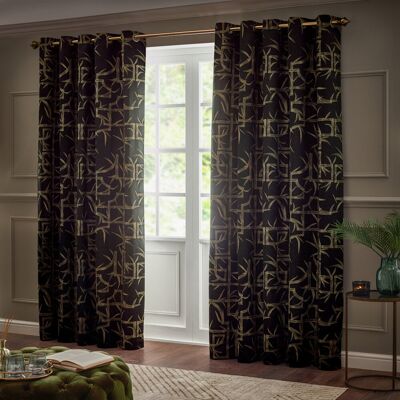 Paoletti Bamboo Room Darkening Curtain Panel Pair Beige 117cm Width x 183cm Drop Paoletti Bamboo Room Darkening Curtain Panel Pair Beige 117cm Width x 183cm Drop