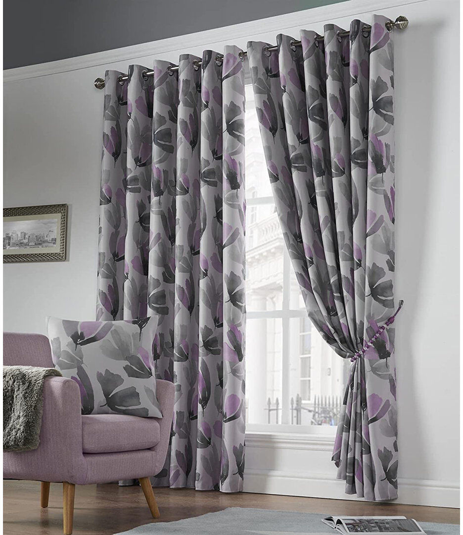 Three Posts Ontario Amsterdam Eyelet Curtains Purple 168cm Widthx 229cm Drop