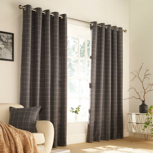 August Grove Syracuse Grommet Eyelet Room Darkening Curtains August Grove Colour: Grey, Panel Size: 229 W x 229 D cm  - Size: August Grove Syracuse Grommet Eyelet Room Darkening Curtains August Grove Colour: Grey, Panel Size: 229 W x 229 D cm  - Size: