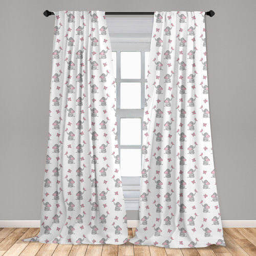 Harriet Bee Orben Elephant Cartoon Baby Butterfly Room Darkening Curtains Harriet Bee Panel Size: Width 150 x Drop 175 cm  - Size: Width 150 x Drop 245 cm Harriet Bee Orben Elephant Cartoon Baby Butterfly Room Darkening Curtains Harriet Bee Panel Size: Width 150 x Drop 175 cm  - Size: Width 150 x Drop 245 cm