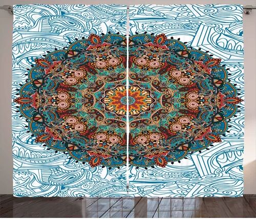 East Urban Home Mandala Pencil Pleat Blackout Thermal Curtains East Urban Home Dimensions per curtain: 140 W x 225 D cm East Urban Home Mandala Pencil Pleat Blackout Thermal Curtains East Urban Home Dimensions per curtain: 140 W x 225 D cm