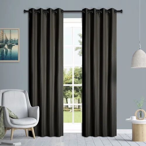 17 Stories Abdia Blackout Curtains 17 Stories Panel Size: Width 117 x Drop 137cm, Colour: Black  - Size: Width 168 x Drop 183cm