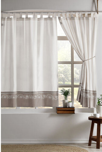 August Grove Arroyo Natural Tab Top Room Darkening Curtain August Grove Colour: Natural Beige/Coffee, Panel Size: 228 W x 228 D cm  - Size: 117 W x 137 D cm August Grove Arroyo Natural Tab Top Room Darkening Curtain August Grove Colour: Natural Beige/Coffee, Panel Size: 228 W x 228 D cm  - Size: 117 W x 137 D cm