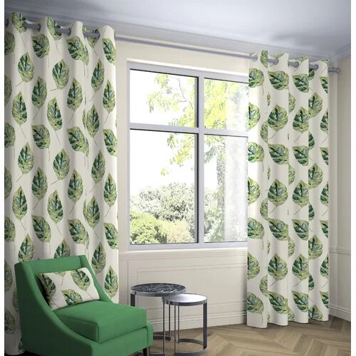 Ebern Designs Boler Leaf Tailored Pencil Pleat Thermal Curtains Ebern Designs Colour: Forest Green, Panel Size: Width 167 x Drop 228 cm  - Size: Large Ebern Designs Boler Leaf Tailored Pencil Pleat Thermal Curtains Ebern Designs Colour: Forest Green, Panel Size: Width 167 x Drop 228 cm  - Size: Large