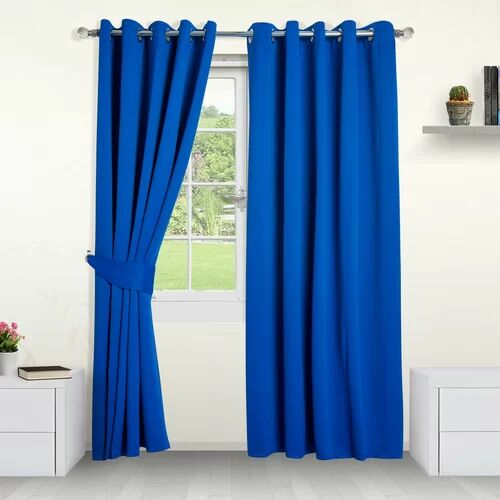 Symple Stuff Eyelet Blackout Thermal Curtains Symple Stuff Colour: Blue, Panel Size: 229 W x 229 D cm  - Size: 229 W x 137 D cm