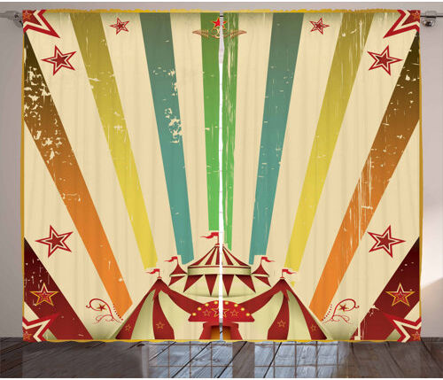 East Urban Home Circus Pinch Pleat Blackout Thermal Curtains East Urban Home Dimensions per curtain: 260cm H x 140cm W East Urban Home Circus Pinch Pleat Blackout Thermal Curtains East Urban Home Dimensions per curtain: 260cm H x 140cm W