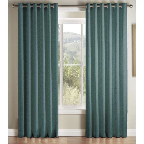 ClassicLiving Higginbotham Eyelet Semi Sheer Curtains ClassicLiving Panel Size: 228 W x 228 D cm, Colour: Teal  - Size: 14cm H X 5cm W X 10cm D