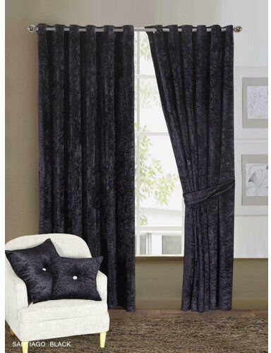 Rosdorf Park Belvedere Santiago Blackout Curtains Rosdorf Park Panel Size: Width 229 x Drop 183 cm, Colour: Black  - Size: Width 117 x Drop 183 cm Rosdorf Park Belvedere Santiago Blackout Curtains Rosdorf Park Panel Size: Width 229 x Drop 183 cm, Colour: Black  - Size: Width 117 x Drop 183 cm