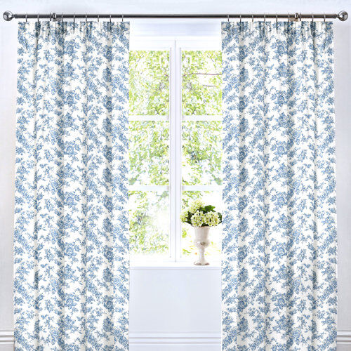 Lily Manor Dehon Pencil Pleat Room Darkening Thermal Curtains Lily Manor Colour: Blue Large