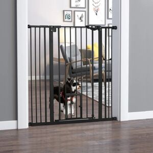 PawHut Wall Mounted Pet Gate black/brown 104.1 H x 101.0 W x 3.5 D cm