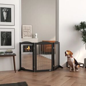 PawHut Free Standing Pet Gate brown 80.0 H x 154.0 W x 30.0 D cm