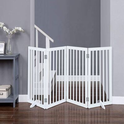 Latitude Run Wood Foldable Freestanding Pet Gate White 60.5cm H X 183.5cm W X 1.8cm D Latitude Run Wood Foldable Freestanding Pet Gate White 60.5cm H X 183.5cm W X 1.8cm D