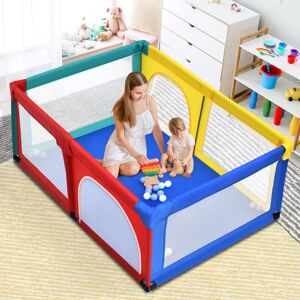 Zoomie Kids Raef Baby Gate blue/red/yellow 70.0 H x 190.0 W x 120.0 D cm