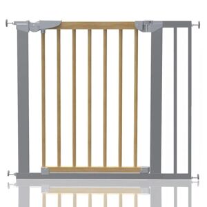 Symple Stuff Beechwood and Metal Safety Baby Gate brown/gray 72.0 H x 91.1 W x 3.0 D cm