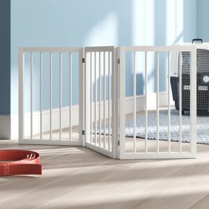 Harriet Bee Leysin 3 Section Solid Wood Folding Pet Safety Gate gray 77.0 H x 161.5 W x 3.9 D cm