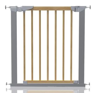 Symple Stuff Beechwood and Metal Safety Baby Gate brown/gray 72.0 H x 77.6 W x 3.0 D cm