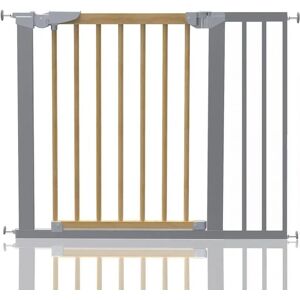 Symple Stuff Beechwood and Metal Safety Baby Gate brown/gray 72.0 H x 97.6 W x 3.0 D cm