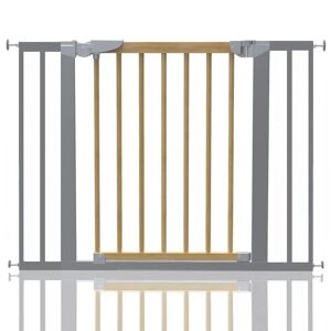 Symple Stuff Beechwood and Metal Safety Baby Gate brown/gray 72.0 H x 104.1 W x 3.0 D cm