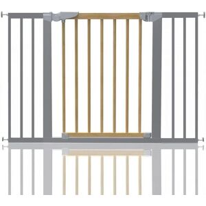 Symple Stuff Beechwood and Metal Safety Baby Gate brown/gray 72.0 H x 117.1 W x 3.0 D cm