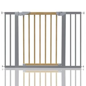 Symple Stuff Beechwood and Metal Safety Baby Gate brown/gray 72.0 H x 110.6 W x 3.0 D cm
