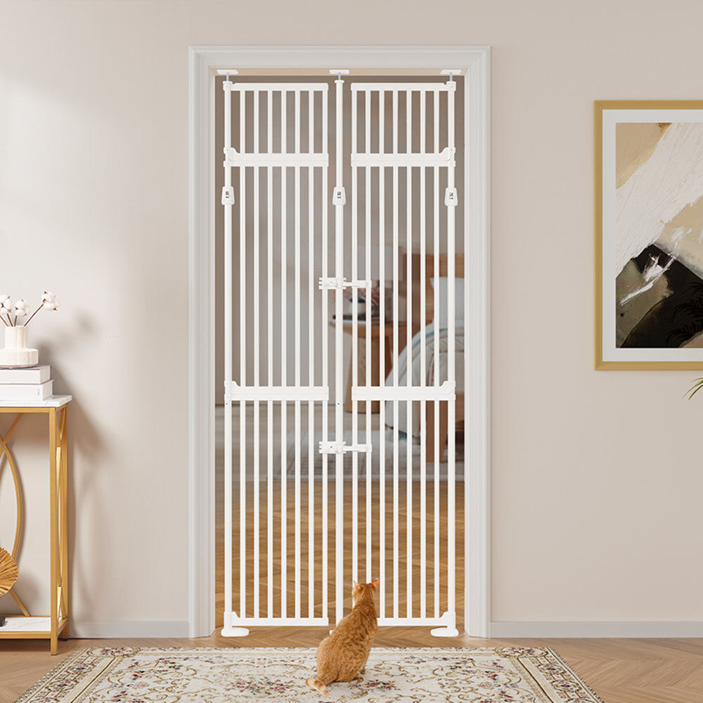 Blue Elephant Metal Adjustable Pressure Mounted Pet Gate White 250cm (222.8cm) H x 95.8cm W x 2.8cm D