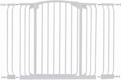 HoneyBee Nursery Extra-Tall Auto Close Hallway Security Gate with Extensions HoneyBee Nursery Colour: White  - Size: 66cm H X 19cm W X 22cm D