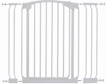 HoneyBee Nursery Extra-Tall Swing Close Security Gate with Extensions HoneyBee Nursery Colour: White  - Size: 43cm H X 12cm W X 15cm D HoneyBee Nursery Extra-Tall Swing Close Security Gate with Extensions HoneyBee Nursery Colour: White  - Size: 43cm H X 12cm W X 15cm D