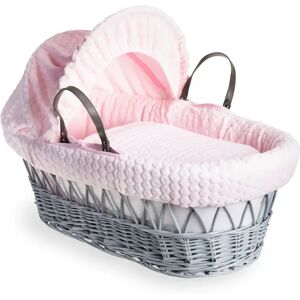 Clair De Lune Marshmallow Grey Wicker Moses Basket pink 54.0 H x 25.0 W x 86.0 D cm