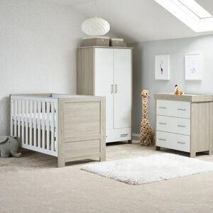 Obaby Nika Cot Bed 3-Piece Nursery Furniture Set gray/white/blue/brown