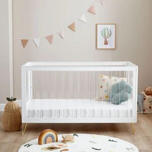 BabyMore Kimi XL Acrylic Cot Bed brown/white 87.0 H x 75.0 W x 145.0 D cm