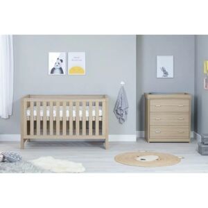 BabyMore Luno Cot Bed 2-Piece Nursery Furniture Set gray