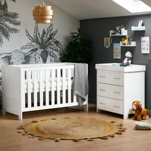 Obaby Nika Cot Bed 2-Piece Nursery Furniture Set white/blue