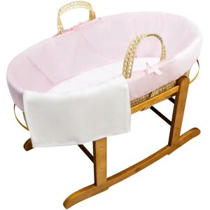 Kinder Valley Pink Hoodless Basket With Little Gem Rocking Stand, White Cellular Blanket & Fitted Sheet pink 30.0 H x 47.0 W x 86.0 D cm