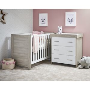 Obaby Nika Mini Cot Bed 2 Piece Nursery Furniture Set & Under Drawer Grey Wash/White 60 x 120 cm Obaby Nika Mini Cot Bed 2 Piece Nursery Furniture Set & Under Drawer Grey Wash/White 60 x 120 cm