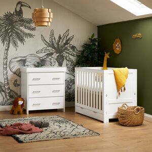 Obaby Nika Mini Cot Bed 2 Piece Nursery Furniture Set & Under Drawer Grey Wash 60 x 120 cm Obaby Nika Mini Cot Bed 2 Piece Nursery Furniture Set & Under Drawer Grey Wash 60 x 120 cm
